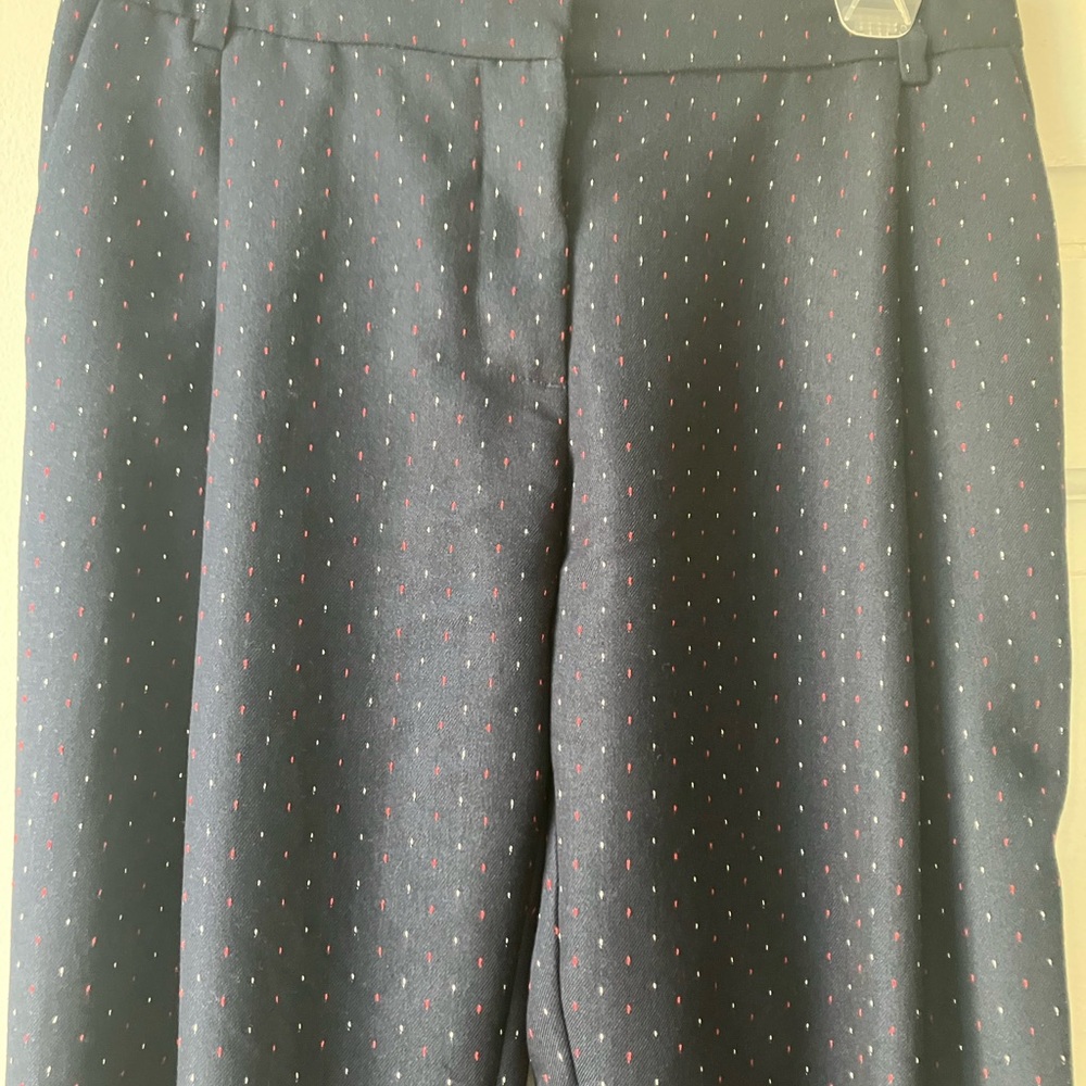 Women's Navy Straight-Leg Pants with Pink Micro Dot Accent